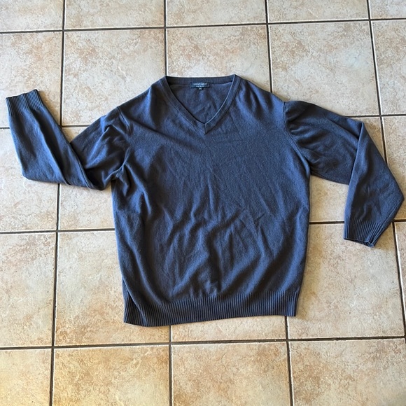 Lorenzo Magini Made in Italy Wool & Cashmere Blend Gray Vneck Sweater, Sz XL - Picture 1 of 7